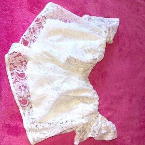 Guess White off shoulder lace crop top